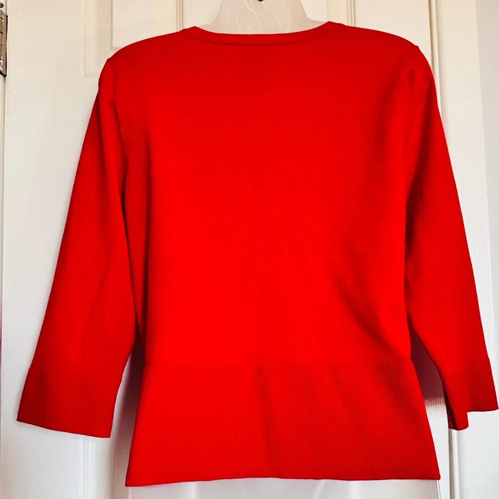 White House Black Market Scarlet Snap Front Sweater - Picture 2 of 4